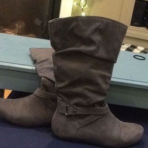 Grey suede boots